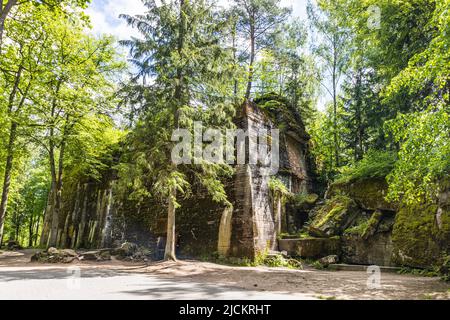 Le bunker d'Adolf Hitler dans Wolf's Lair. Ancien quartier général de guerre d'Adolf Hitler en Pologne Banque D'Images