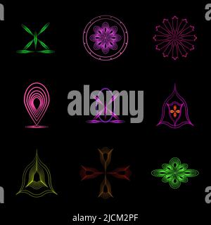 Bonjour été, Abstract background icône élément set contour forme art design motif illustration vectorielle Illustration de Vecteur