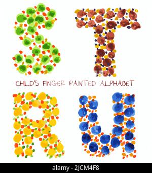 coloré drôle peinture alphabet s, t, r, u lettres Illustration de Vecteur