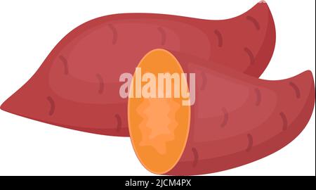 Patate douce, tubercule entier et moitié. Légumes biologiques sains. Illustration vectorielle Illustration de Vecteur