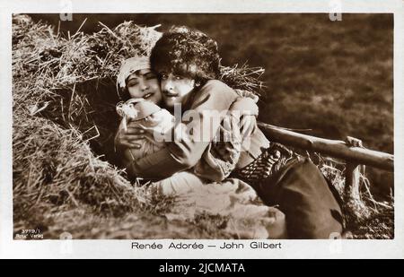 Portrait de John Gilbert et Renée adorée dans les cosaques - l'ère silencieuse d'Hollywood Banque D'Images