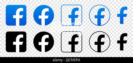 Ensemble de logos facebook. Icônes de réseaux sociaux isolées sur fond transparent Illustration de Vecteur