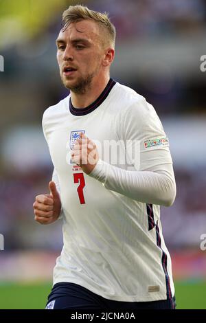 Wolverhampton, Royaume-Uni. 14th juin 2022. Jarrod Bowen d'Angleterre regarde sur. Ligue des Nations de l'UEFA, match du groupe C, Angleterre contre Hongrie au stade Molineux de Wolverhampton, Angleterre, le mardi 14th juin 2022. Usage éditorial seulement. photo par Steffan BowenAndrew Orchard sports Photography/Alay Live News crédit: Andrew Orchard sports Photography/Alay Live News Banque D'Images