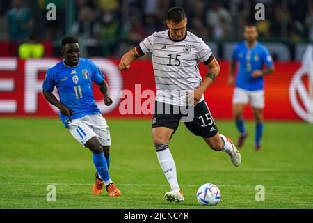 Mönchengladbach, ALLEMAGNE - JUIN 14 : Niklas Sule d'Allemagne lors du match de la Ligue des Nations de l'UEFA entre l'Allemagne et l'Italie au parc Borussia sur 14 juin 2022 à Mönchengladbach, Allemagne (photo de Joris Verwijst/Orange Pictures) Banque D'Images