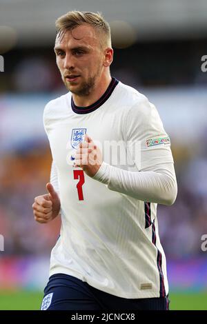 Wolverhampton, Royaume-Uni. 14th juin 2022. Jarrod Bowen d'Angleterre regarde sur. Ligue des Nations de l'UEFA, match du groupe C, Angleterre contre Hongrie au stade Molineux de Wolverhampton, Angleterre, le mardi 14th juin 2022. Usage éditorial seulement. photo par Steffan BowenAndrew Orchard sports Photography/Alay Live News crédit: Andrew Orchard sports Photography/Alay Live News Banque D'Images