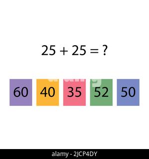 Entraîneur de pliage.Choisissez la bonne réponse.Tableaux d'ajout.Entrez les numéros manquants.Jeu logique.Affiche sur l'éducation des enfants en mathématiques.École Illustration de Vecteur