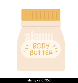 Produit naturel de beurre de corps. Produits de soins écologiques, illustration vectorielle de cosmétiques écologiques Illustration de Vecteur
