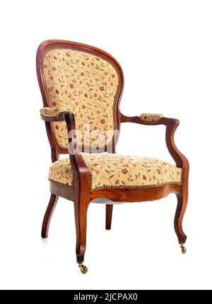 fauteuil ancien devant un fond blanc Banque D'Images