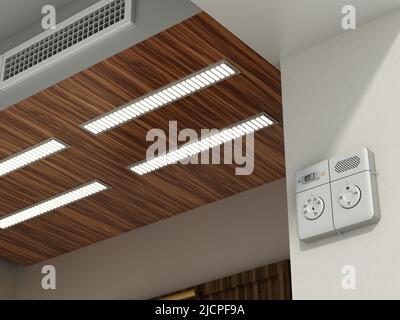 Panneau de réglage de la climatisation de la chambre d'hôtel. 3D illustration. Banque D'Images