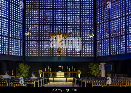 Interior of modern chapel at Kaiser Wilhelm memorial church at Kurfuerstendamm, Berlin, Germany Stock Photo