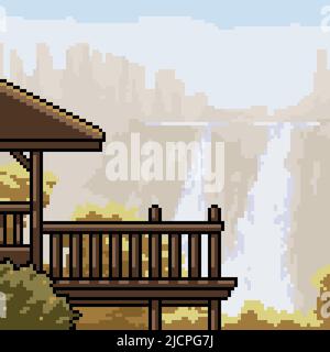 pixel art de la falaise d'eau balcon Illustration de Vecteur
