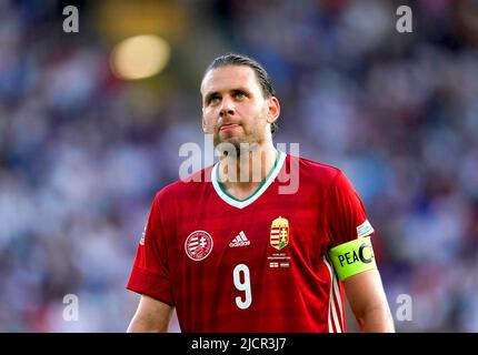 Adam Szalai de Hongrie lors du match de la Ligue des Nations de l'UEFA au stade Molineux, Wolverhampton. Date de la photo: Mardi 14 juin 2022. Banque D'Images