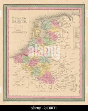 Hollande et Belgique. Pays-Bas Luxembourg. THOMAS, COWPERTHWAIT 1852 ancienne carte Banque D'Images