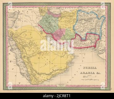 Perse, Arabie & c. Asie du Sud-Ouest Iran Pakistan Afghanistan Graen COWPERTHWAIT 1852 carte Banque D'Images