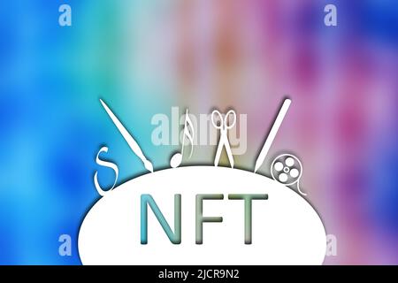 Jetons non fongibles NFT pour les arts, concept Banque D'Images