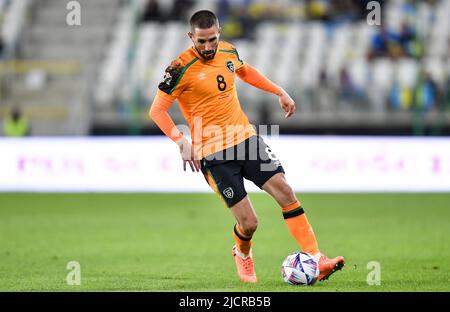 Lodz, Pologne. 14th juin 2022. Conor Hourihane lors du match du Groupe 1 de la Ligue des Nations de l'UEFA entre l'Ukraine et la République d'Irlande au stade LKS de 14 juin 2022 à Lodz, en Pologne. (Photo de PressFocus/SIPA)France OUT, Pologne OUT Credit: SIPA USA/Alay Live News Banque D'Images