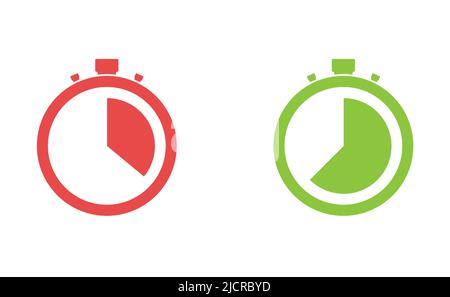 Icônes vectorielles Chronomètre rouge et vert. Équipement de sport et de compétition Illustration de Vecteur