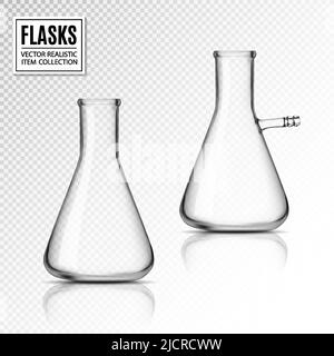 Kit d'équipement de laboratoire en verre réaliste. Flacons ou béchers. EPS10 vecteur Illustration de Vecteur