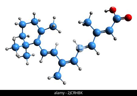 3D image de la formule squelettique de l'alitertinoïne - structure chimique moléculaire de la vitamine A rétinoïde isolée sur fond blanc 3D image de l'alitertinoïne Banque D'Images