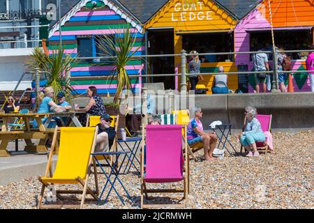 Goat Ledge café sur le front de mer de Hastings, St Leonards, hastings, est de sussex, royaume-uni Banque D'Images