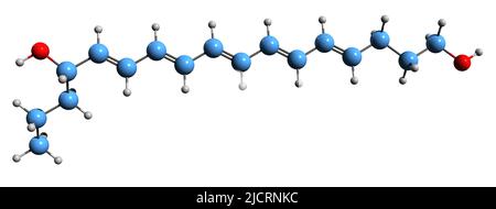 3D image de la formule squelettique de Cicutoxine - structure chimique moléculaire du venin isolé sur fond blanc Banque D'Images