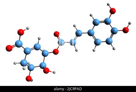 3D image de la formule squelettique de l'acide Dactylifrique - structure chimique moléculaire de l'acide dattélique isolé sur fond blanc Banque D'Images