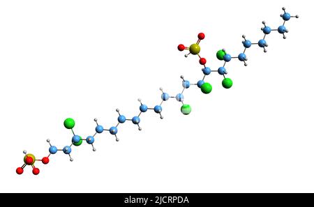 3D image de la danicalipin Une formule squelettique - structure chimique moléculaire du chlorosulfolipide isolé sur fond blanc Banque D'Images