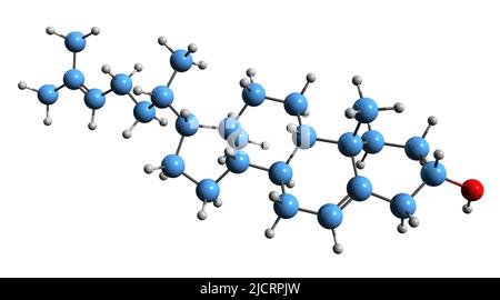 3D image de la formule squelettique de Desmosterol - structure chimique moléculaire du précurseur du cholestérol isolé sur fond blanc Banque D'Images