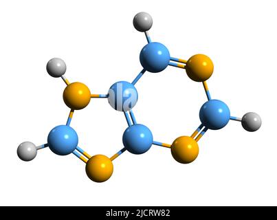 3D image de la formule squelettique purine - structure chimique moléculaire des nucléotides isolés sur fond blanc, Banque D'Images