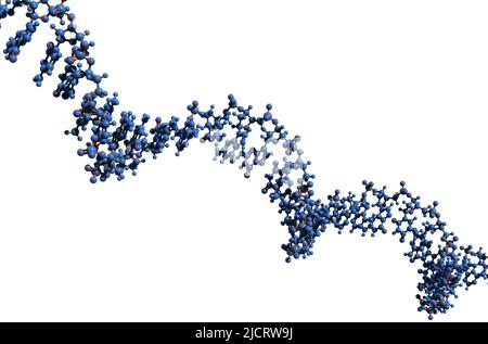 3D image de la formule squelettique de la macromolécule d'ARN - structure chimique moléculaire de l'acide ribonucléique mono-brin isolé sur fond blanc, Banque D'Images