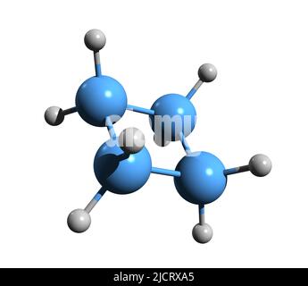 3D image de la formule squelettique du cyclobutane - structure chimique moléculaire du cycloalcane isolé sur fond blanc Banque D'Images