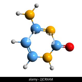 3D image de la formule squelettique de la cytosine - structure chimique moléculaire du dérivé C de la pyrimidine isolé sur fond blanc Banque D'Images