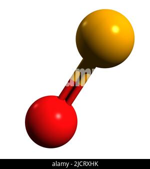 3D image de la formule squelettique d'oxyde nitrique - structure chimique moléculaire du monoxyde d'azote isolé sur fond blanc Banque D'Images