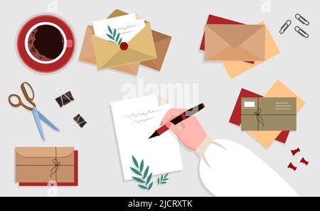 Enveloppes avec courrier Illustration de Vecteur