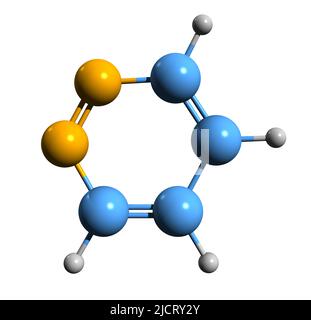 3D image de la formule squelettique de la pyridazine - structure chimique moléculaire de l'oizine isolée sur fond blanc Banque D'Images