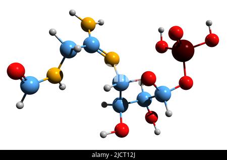 3D image de la formule squelettique 5-phosphoribosylformylglycinamidine - structure chimique moléculaire du FGAM isolé sur fond blanc Banque D'Images