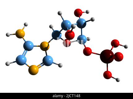 3D image de la formule squelettique du 5-aminoimidazole ribotide - structure chimique moléculaire de L'AIR isolé sur fond blanc Banque D'Images