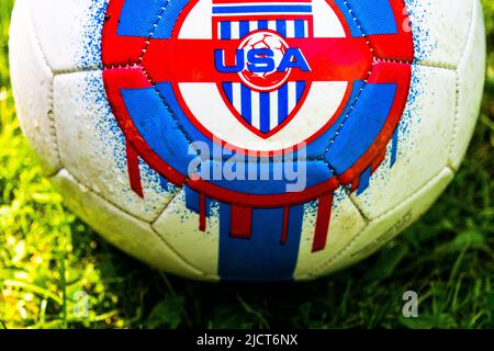 Ballon de football américain en gros plan Banque D'Images