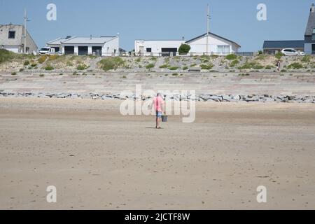 Pirou Plage, Normandie, France, un été chaud Banque D'Images