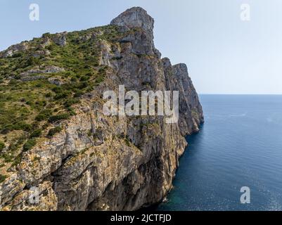 Vue depuis le dessus de l'île Dragonera, Majorque. Parc naturel de sa Dragonera. Vue aérienne. Banque D'Images