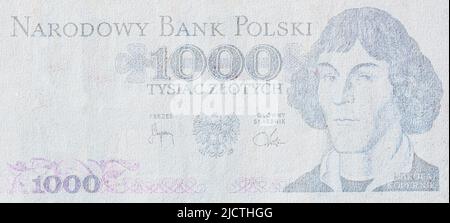 L'arrière-plan de 1000 zloty polonais avec une zone vide à des fins de conception Banque D'Images