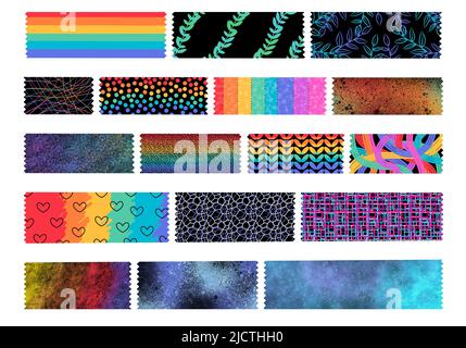 Ruban coloré pour tissus et emballages et cadeaux, cartes, carnets et passe-temps. Photo de haute qualité Banque D'Images