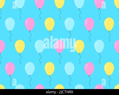 Ballons multicolores avec motif sans couture. Ballons d'hélium. Design pour carte de vœux, bannières et affiches de vacances. Illustration vectorielle Illustration de Vecteur