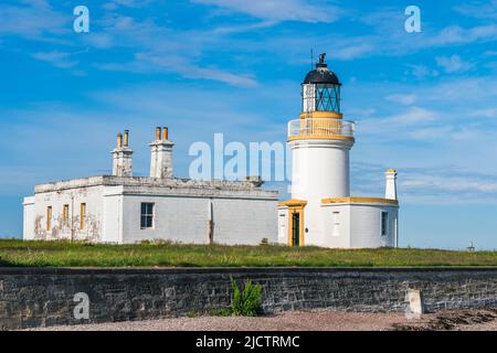 Phare de Chanonry sur l'île Noire, Chanonry point, côte est de l'Écosse, Royaume-Uni Banque D'Images