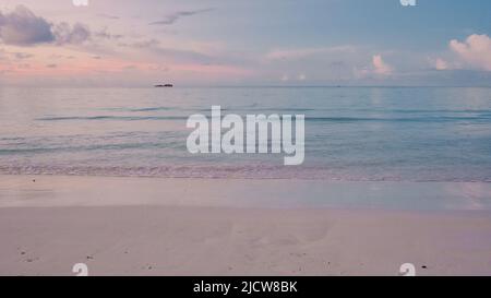 Praslin Seychelles île tropicale avec des plages de sable et des palmiers, la plage de l'Anse Volbert Seychelles. Banque D'Images