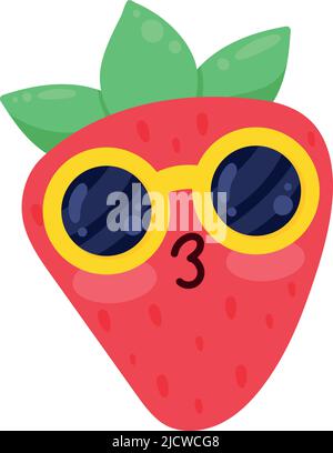 caractère de style kawaii aux fruits à la fraise Illustration de Vecteur