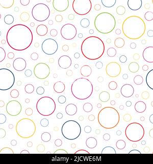 Fond blanc anneaux colorés motif vectoriel sans couture pour accessoires pour bébés. Motif bulles pour cartes postales et autres impressions papier Illustration de Vecteur