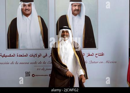 Non exclusif: 15 juin 2022, Mexico, Mexique: Mohammed Alkuwari Ambassadeur au Mexique, pose lors de l'inauguration du chef diplomatique Banque D'Images