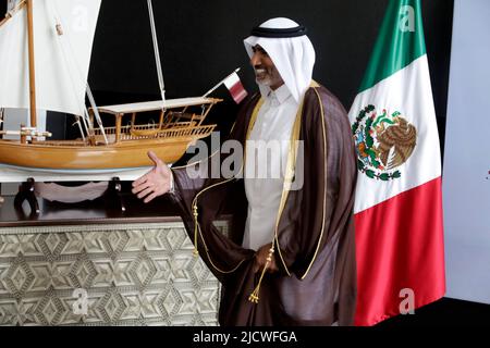 Non exclusif: 15 juin 2022, Mexico, Mexique: Mohammed Alkuwari Ambassadeur au Mexique, pose lors de l'inauguration du chef diplomatique Banque D'Images