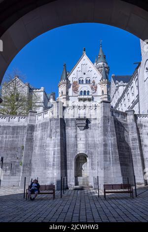 Cour extérieure du château de Neuschwanstein, Bavière, Allemagne Banque D'Images